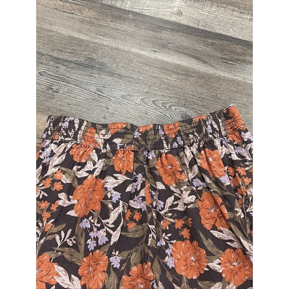Haute Hippie Pants 100% Linen Floral Wide Leg Cropped Pants Size L Resort Vaca - Picture 12 of 13